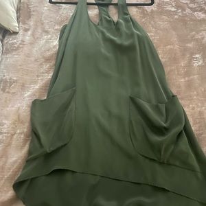 Green silk dress